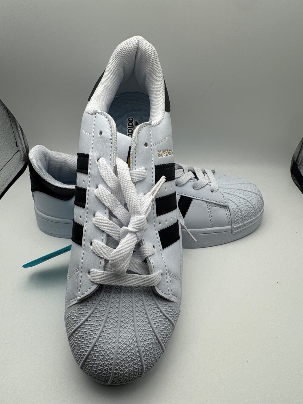 adidas Kids White Sneakers with Black Stripes